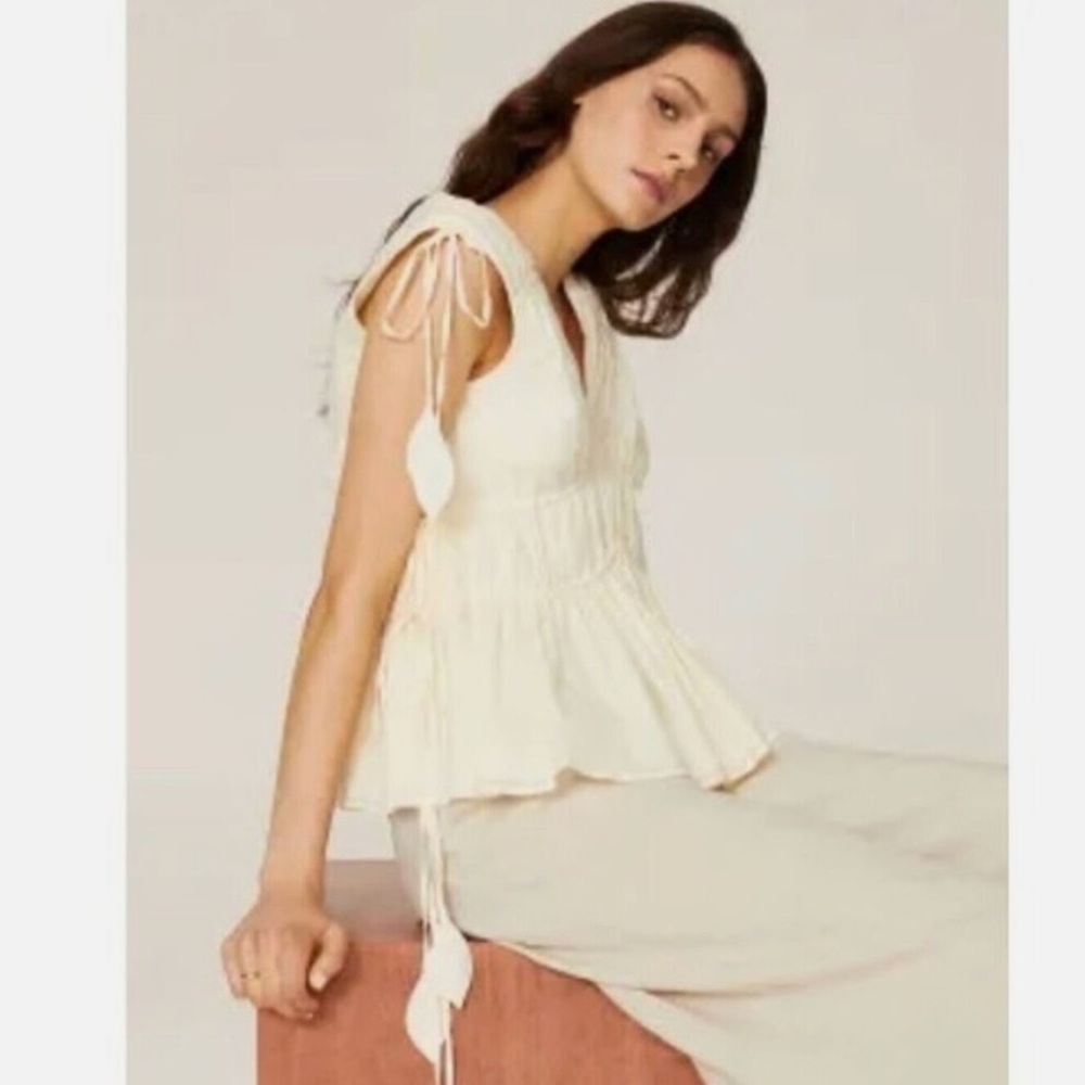 TORY BURCH - White Cotton Sleeveless Peplum Top size 6 - Picture 2 of 6